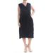 SONIA RYKIEL Womens Black Pleated Sleeveless V Neck Tea Length Wear To Work Dress Size 14
