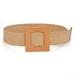 Women's Braided Waist Belt Wooden Smooth Buckle Fake Straw Boho Wide Belts