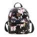 Zewfffr Women Backpack High Quality Floral Printing PU Leather Backpack(black)