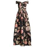 Aidan Mattox Women's Gown Dress, Black Floral, 8