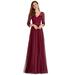 Ever-Pretty Womens Deep V-neck Plus Size Wedding Gowns for Women 00806 Burgundy US22
