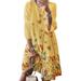 Amart Women Long Sleeve Vintage Floral Print Beach Bohemian Maxi Dress Midi Dress Plus Size S-5XL