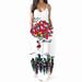 New Women's Summer V Neck Sexy Printed Suspender Dress With Pockets Casual Beach Halter Long Dress