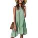 Women's Casual Polka Dot Mini Dress Summer Boho Floral Sleeveless Ruffle Hem Crew Neck A-Line Beach Sundress