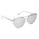 Inner Vision Cat Eye Aviator Metal Frame Cross Bar Sunglasses, Flat Polarized Lens for Women, Revo 100% UV Protection With Case - Gold Frame, Mirror Silver Lens