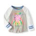 Little Girls' 4-6X "Happy is My Favorite Color" Varsity Stripe 3/4 Sleeve T-Shirt