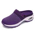 Women's Slippers House Shoes All Seasons Mesh Slip On Air Cushion Garden Shoes (Purple)