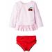 Infant & Toddler Girls Pink Stripe Cherry Red Ruffle 2Pc Summer Swim Suit