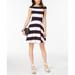 Tommy Hilfiger Womens Off-The-Shoulder Fit and Flare Dress