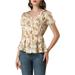 Allegra K Women's Floral Cross V Neck Elastic Waist Peplum Blouse