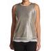 Calvin Klein NEW Silver Womens Size PXL Petite Metallic Chiffon Blouse