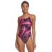 Sporti Light Wave Thin Strap One Piece Swimsuit (34, Black/Hot Pink)