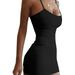 UKAP Summer Cami Dress Tops for Women Beach Sleeveless Strappy Vest Dress Womens Solid Color Scoop Neck Sexy Party Dresses Black S=US 4