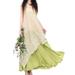Meterk Women Vintage Casual Loose Maxi Dress Floral Embroidery O Neck Two Layers Long Dress Vestidos Plus Size Green