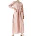 ZANZEA Ladies Stripe Muslim Dresses Buttons Pullover Front Pockets Dress