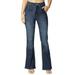 Almost Famous Juniors Denim Stretch Flare Jean - Paperbag Jeans for Women w Self Tie Belt