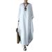 Oversized Women Long Sleeve Loose Cotton Linen Maxi Dresses Casual Long Dresses Ladies Party Boho Beach Sundress Evening Dresses Holiday Cocktail Prom Gown Long Maxi Dress