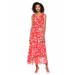 CALVIN KLEIN Womens Red Belted Floral Sleeveless V Neck Maxi Wrap Dress Dress Size 8