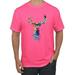 Wild Bobby, Colorful Paint Splatter Deer Head, Animal Lover, Men's Graphic Tees, Neon Pink, Medium