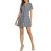 Allegra K Junior's Button Front V Neck Fit and Flare Mini Shirt Dress