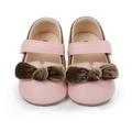 Soft Leather Baby Moccasins Shoes Newborn Rubber Sole First Walkers Toddler Shoes Infant Girls Anti-slip Prewalker Party Shoes Pink 6-12M