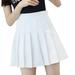 Bouanq Girls Women High Waisted Plain Pleated Skirt Skater Tennis School Uniforms A-line Mini Skirt Lining Shorts