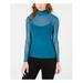 GUESS Womens Blue Mock Neck Sheer Long Sleeve Turtle Neck Top Size: S
