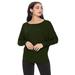 Women's Solid Long Sleeve Dolman Draped Loose Fit Knit Tunic Top Made in USA S-3XL