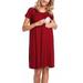 Women's Maternity Pregnant Short Sleeve Nursing Breastfeeding Loose Mini Dress