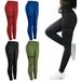 High Waist Yoga Pants - Yoga Pants Tummy Control, 4 Ways Stretch Workout Running Yoga Leggings, Black, L