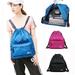 Drawstring 21L Lightweight Backpack Bag with Zipper Pocket Black Sports Cinch Gym Sack Pack