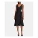 RALPH LAUREN Womens Black Ruffled Ruched Sleeveless V Neck Midi Sheath Formal Dress Size 4