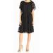 Womens Illusion Floral Lace Tie-Waist Shift Dress 16