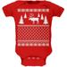 Elk Deer Ugly Christmas Sweater Red Soft Baby One Piece - 24 month