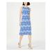 JESSICA HOWARD Womens Blue Zippered Printed Sleeveless Jewel Neck Below The Knee Sheath Evening Dress Size 12P