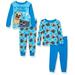 Disney Boys' Toddler Puppy Dog Pals 4-Piece Cotton Pajama Set, Puggable Blue, 4T