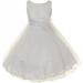 Little Girls Gorgeous Sequined Round Neck Tulle Flower Corsage Pageant Flower Girl Dress White 6 (K30D5)