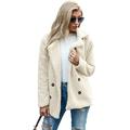 MERSARIPHY Women's Plush Lapel Long Sleeve Plus Size Jacket Autumn Winter Warm Soft Side Pocket Buttons Loose Coat