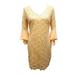 New Womens Connected Apparel Lace Bell Sleeve Dress Petites Size 8P Beige