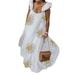 Women's Sleeveless Scoop Neck Swing Maxi Dress Summer Holiday Beach