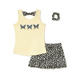 Sweet Butterfly Girls Bow Back Graphic Tank and Shorts with Matching Scrunchie, 2-Piece Outfit Set, Sizes 4-16