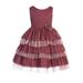 Kids Dream Little Girls Burgundy Lace Tulle Triple Layer Flower Girl Dress