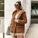 Tomshoo New Women Plush Faux Fur Coats Cardigan Hooded Long Sleeve Pockets Fake Cashmere Furry Winter Casual Overcoat Outwear