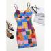 Scarf Print Surplice Neck Bodycon Dress