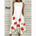 New Women's Retro Print Dress Sleeveless Dress Summer Dress Casual Pocket Crewneck Loose Dress Plus Size Banquet Dress