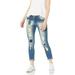 V.I.P.JEANS Jeans for Women Distressed Skinny Ripped Jeans Slim Fit Stretchy Medium Blue Wash Junior Size 9