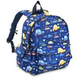 12-inch Vehicle Pattern Kids Backpack for Toddlers Boys, Foldable Preschool Kindergarten Bookbag School Bag with Insulated Front Pocket