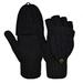 Flip Cute Dual-use Wool Gloves, Warm Autumn and Winter Half-finger Wool Gloves Black