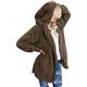 Women's Hooded Casual Hooded Cardigan Placket Jacket With Pocket Winter Warm Loose Long sleeve Faux Fur Outerwear Coat,Muti-Color Optional,S-2XL