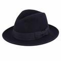 Premium Milano Wool Crushable Fedora Hat w/Grosgrain Band Classic Flat Brim